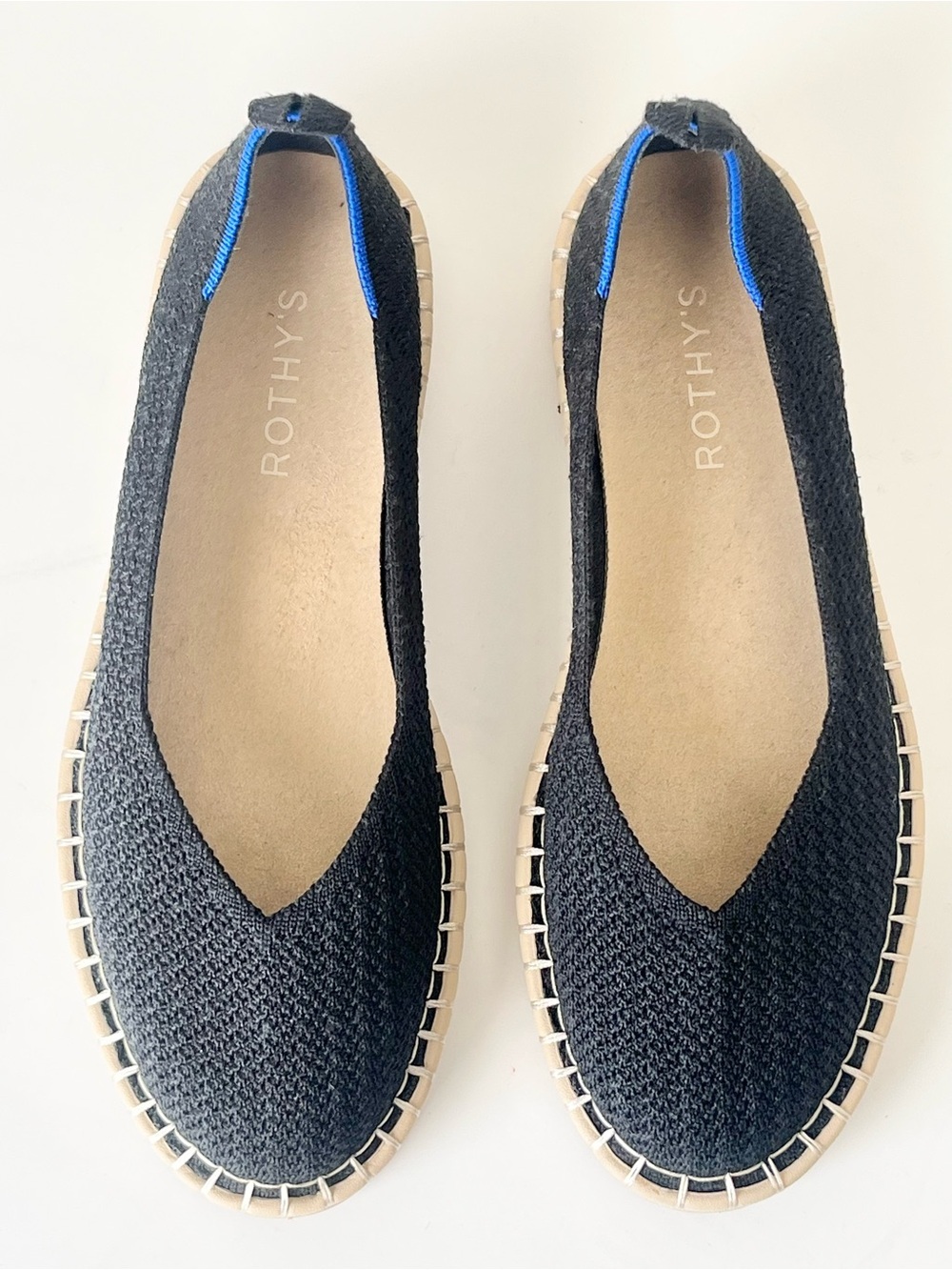 Rothy’s The espadrille black tan flats 7.5